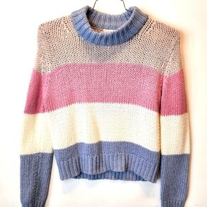 One Grey Day Striped Sweater Oversized Boxy Sweater Pink Blue Size S